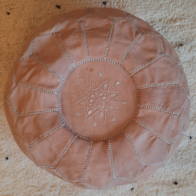 Nude Moroccan Leather Pouffe POLP012