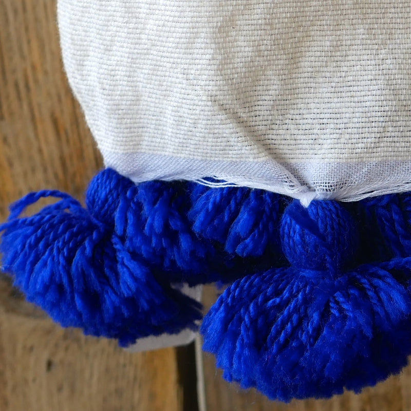 'Fez' Pompom 'Fouttas' Saharan Blue Hammam Towel - BL-HT-001