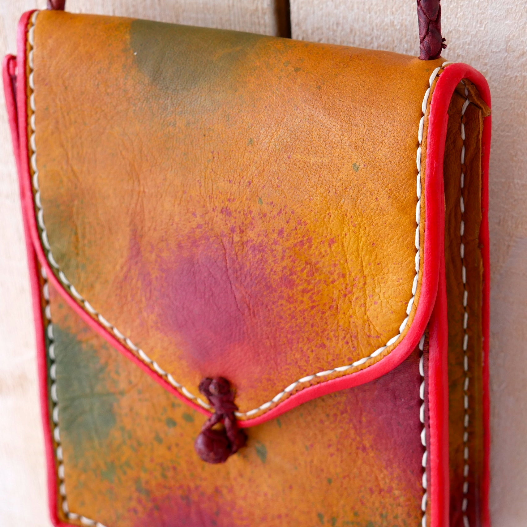 Splatter Paint Effect Leather Saddle Bag