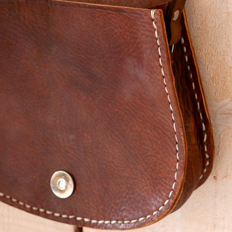 Leather and Hand Embroidered Raffia Saddle Bag - CL-BG-001