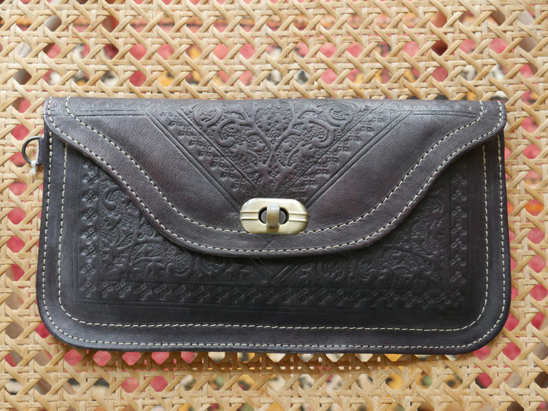 Hand Tooled Leather Clutches - CL-BG-002