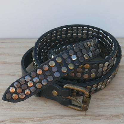 Black 3 Row Stud Belt - CL-BT-007