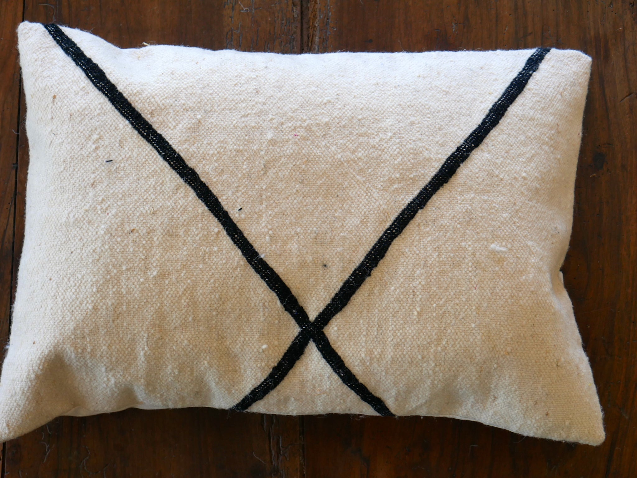 Cream with Black cross detail cushion