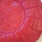 Red Moroccan Leather Pouffe
