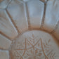 Mini white Moroccan Leather Pouffe POLP063
