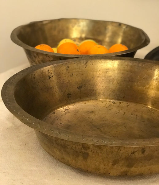 Large hand beaten brass bowls