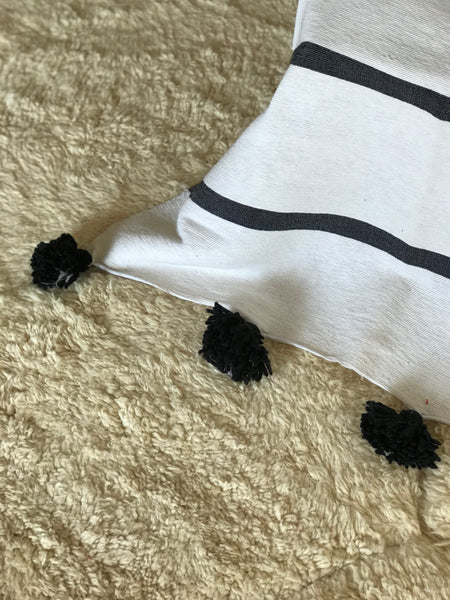 ‘White with Black Stripe’ Large Blanket