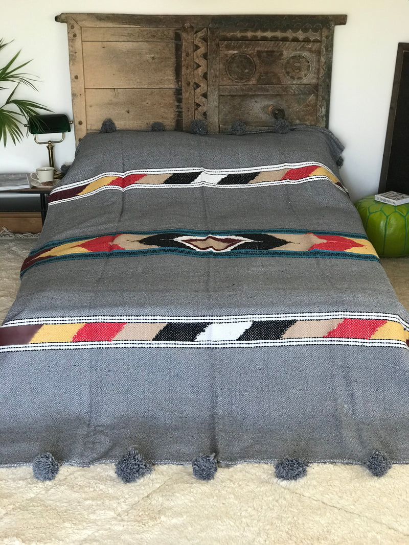Grey ‘Mountain Tribe’ Blanket - BL-MT-003